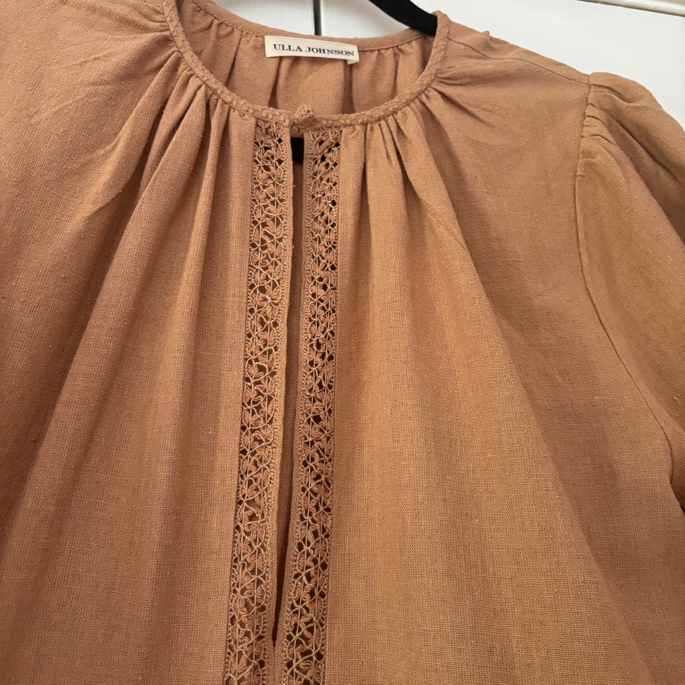 Ulla Johnson Raw Silk Kalea Midi Dress Clay Size 4 Fringe Boho‎ Bohemian Fringe - Picture 8 of 14